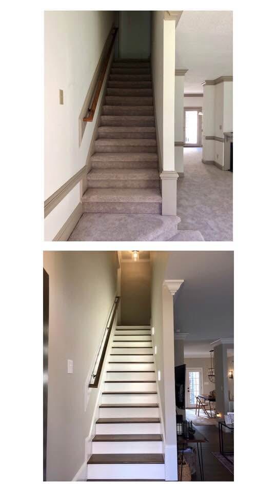 Before and after view of staircase refresh by BuildPRO