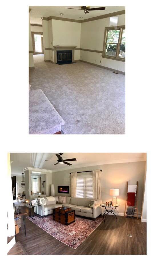 Before and after view of living room update by BuildPRO