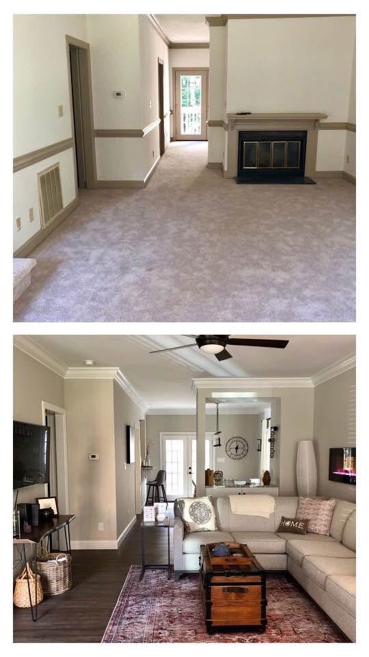 Before and after view of connected living space remodel by BuildPRO