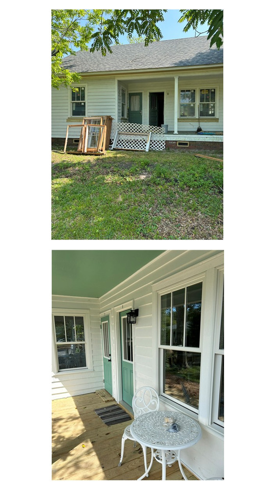 Before and after view of porch renovation by BuildPRO
